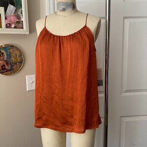 TUCKER Rust Orange slinky Silky Spaghetti Strap Tank tunic *SMALL* NWT